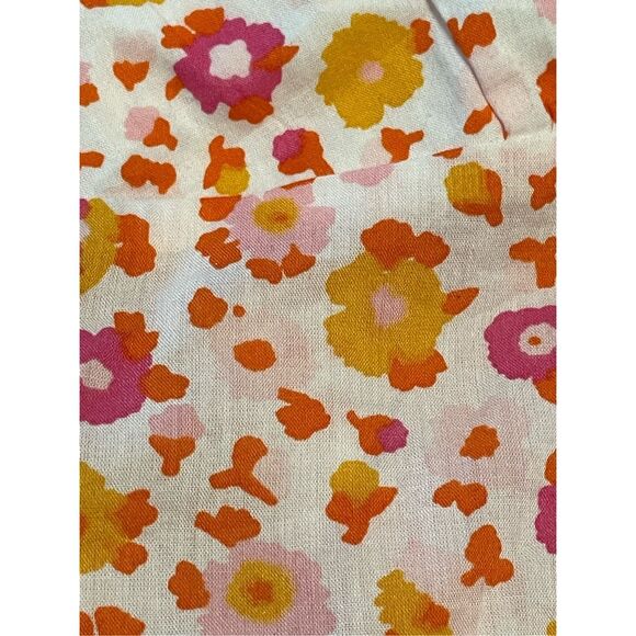 BP Sally Retro Floral Halter Top White Orange Pink V-Neck Smock Back 3X - Picture 3 of 7